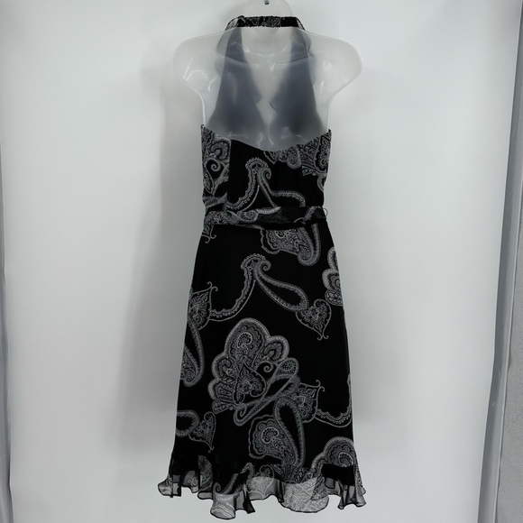 White House Black Market NWT Paisley Print Ruffle Faux Wrap Halter Dress Size 4 - Picture 7 of 11